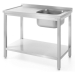 Table, Table, steel table top for boat with one sink and shelf 100x60cm RIGHT - Hendi 811870