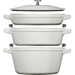 Set Set of 3 naczyń żeliwnych with lid Staub - 24 cm, White truffle