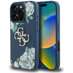 Originaalne Originaalne GUESS Grained Roses Big 4G logo Apple iPhone 16 Pro jaoks sinises v&auml;rvuses