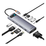 Hub Hub 11in1 Baseus StarJoy Metal Glam Series, USB-C to HDMI + VGA + 3 x USB 3.0 + USB 2.0 + USB-C PD + RJ45 + SD/TF +3.5 mm