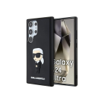 Original Original Front Panel Case Karl Lagerfeld KLHCS24L3DRKINK for SASMSUNG S24 Ultra (3D RUBBER IKONIK NFT) Black