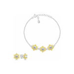 Brilio Brilio Silver Floral two-tone jewelry set with zircons SET279WY (earrings, bracelet)