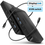 Axagon Dockimisjaama usb-c hmc-dl-kvm 12w1 + kvm 2 pc, displaylink, 10gbps, 3x usb-a, 2x usb-c, 2x hdmi 4k/60hz, dp, lan 1gbps,
