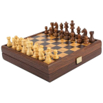 Manopoulos Olive Burl Chess Set 27x27cm With Staunton Chess Pieces