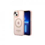 Guess case iPhone 14 6.1" GUHMP14SHTCMP pink HC Magsafe Gold Outline transparent