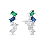 Brilio Brilio Silver Brilio Silver Stylish silver earrings with colored zircons EA1011WRBW