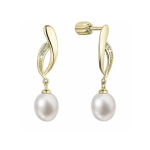 Evolution Evolution Group Elegant gold-plated earrings with river pearl and zircons 21103.1B