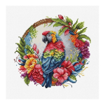 luca luca S Counted Cross Stitch Kit with Bow Included "Tropical Parrot" SBC201