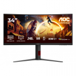 AOC G4 CU34G4Z PC lamekuvar 86,4 cm (34") 3440 x 1440 pikslit Wide Quad HD LED Must, Punane