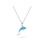 Brilio Brilio Silver Beautiful dolphin silver necklace with opal NCL166WB