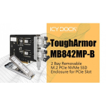 Icy Icy Dock ToughArmor 2x M.2 NVME to PCIe 4.0 x8 card bifurcation w/tra