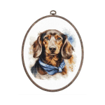 luca luca S Counted Cross Stitch Kit with Hoop Included "Dachshund" 16x17cm SBC222