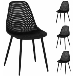 Frommstarck Scandinavian plastic openwork chair with steel legs up to 150 kg, 4 pcs. black