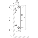 Bottom Bottom connection radiator Purmo CV 11, 500-800