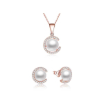 Bennett Bennett gold-plated silver jewelry set with real pearls AGSET285P-ROSE (necklace, earrings)