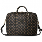 Guess 4G Peony Front Pocket Zipper Triangle Logo Laptop Bag 16" - Black