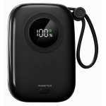 Powerton ENERGY DARK EDITION v&auml;line aku 10000mAh, 2x USB-C, 22.5W, integreeritud kaablid, must