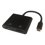 Deltaco USBC-HDDP videokaabliadapter 0,1 m USB t&uuml;&uuml;p-C HDMI + DisplayPort Must