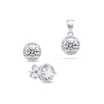Brilio Brilio Silver Brilio Silver Sparkling silver jewelry set with zircons SET230W (earrings, pendant)
