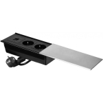 Orno Slot in furniture with sliding cover, 2x2P+Z (French), USB A+C, Silver