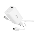 Epico UltraBoost EA40 65 W GaN seinak&uuml;&uuml;nla komplekt koos USB-C kuni USB-C 1,2 m kaabliga &ndash; Valge