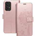 Oem MEZZO raamatu &uuml;mbris Samsung Galaxy A53 5G jaoks, puidust roosa kuldse v&auml;rviga.