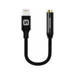 Swissten Adapter tekstylny Lightning / Jack 0,15m Czarny