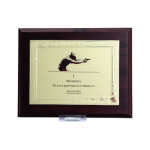 Tryumf Diploma is made of plastic with an engraved metal plate