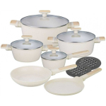 Klausberg 12-piece marble pot set with glass lids
