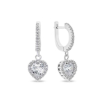 Brilio Brilio Silver Brilio Silver Dangling silver earrings with heart zircons EA734W