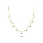 Brilio Brilio Silver Brilio Silver Gold Plated Necklace with Colored Zircons NCL60Y