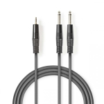 Nedis COTH23200GY15 audiokaabel 1,5 m 2 x 6.35mm 3.5mm Hall
