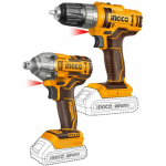 Ingco COSLI230702 set of cordless machines - drilling screwdriver and impact wrench incl. 2pcs battery and charger