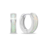 Brilio Brilio Silver Silver hoop earrings with white opal EA1047W