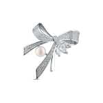 Jwl Jwl Luxury Pearls Prabangi moteri&scaron;ka sagė su perlais ir cirkoniais - kaspinėlis JL0869
