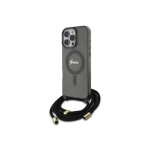 Case Case Guess GUHMP16LHCTSGNSK iPhone 16 Pro 6.3" black/black hardcase Crossbody Cord Script MagSafe