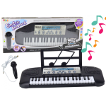 Lean Lean Toys Electric Piano for Kids, Microphone Stand, Black