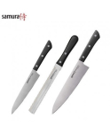 Samura HARAKIRI Set of 3pcs. universal Kitchen knives 59 HRC with Black handle