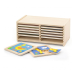 Wooden Wooden puzzles 12 boards of 4 puzzles each in Viga Toys stand