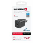 Swissten Travel Charger GaN USB-C 35W PD / USB-A 27W QC
