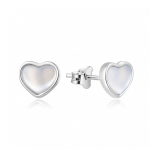 Beneto Silver heart earrings with mother-of-pearl AGUP2355L