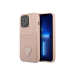 Case Case Guess GUHCP13LPSATPP iPhone 13 Pro / 13 6.1 inch Pink / Rose Hard SaffianoTriangle Logo Card Slot