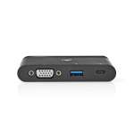 Nedis TCARF220BK s&uuml;learvuti dokk ja pordireplikaator USB 3.2 Gen 1 (3.1 Gen 1) Type-C Must