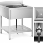 Royal Royal Catering Single bowl sink with shelf and rim, 70 x 70 x 95 cm