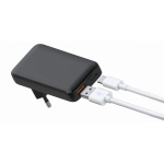 Beline laadija 1x USB-C + 1x USB 65W must (ainult pea) PD 3.0 +