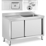 Royal Royal Catering Single bowl sink with sliding door cabinet, right, 120 x 60 x 95 cm