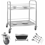 Stainless Stainless Steel Waiter Trolley with Rails - 2 Shelves Royal Catering