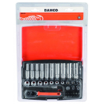 Set Set of heads, washers and accessories 4-13mm, bits PH, HEX, TORX 1/4" 37 pcs in a blister. Bahco