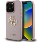 Guess PU Grained 4G Metal Logo Apple iPhone 15 Pro phone case pink