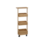 5five 5five Simply Smart Bamboo Narrow Bathroom Stand on Wheels, Bamboo, 4 Levels
